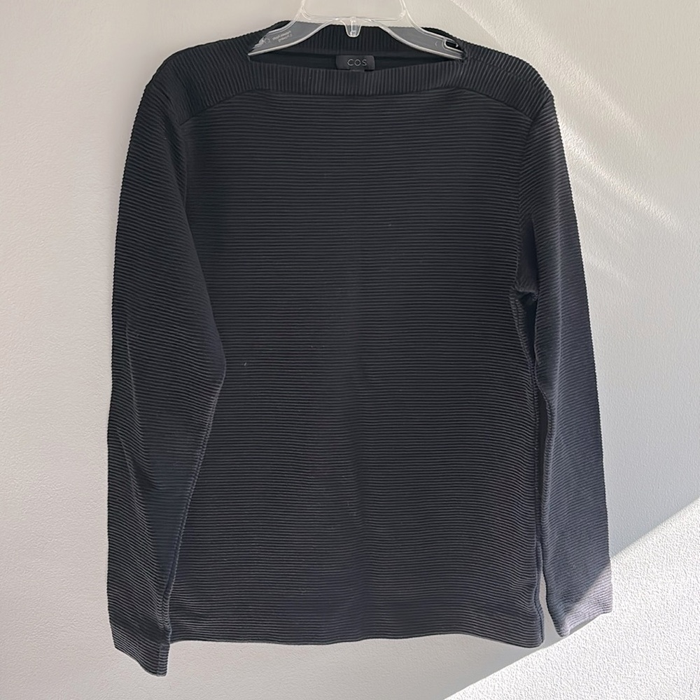 COS black ribbed heavyweight longsleeve pullover